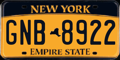 NY license plate GNB8922