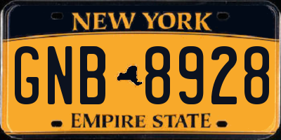 NY license plate GNB8928