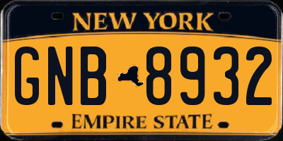 NY license plate GNB8932