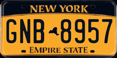 NY license plate GNB8957