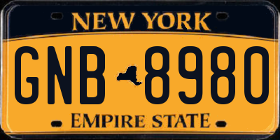 NY license plate GNB8980