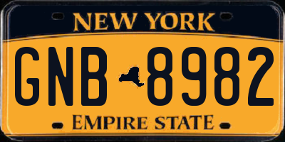 NY license plate GNB8982