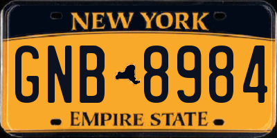 NY license plate GNB8984