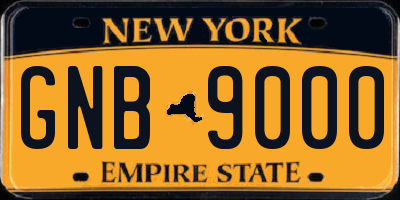 NY license plate GNB9000