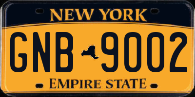 NY license plate GNB9002
