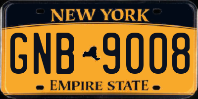 NY license plate GNB9008