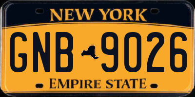 NY license plate GNB9026