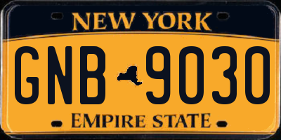 NY license plate GNB9030