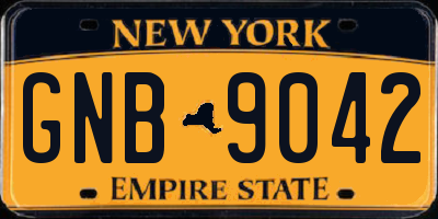 NY license plate GNB9042