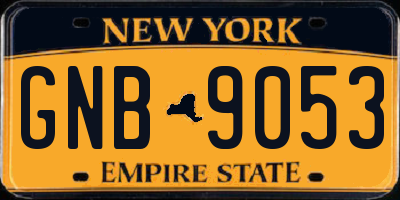 NY license plate GNB9053