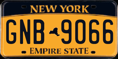 NY license plate GNB9066