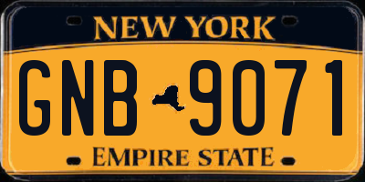 NY license plate GNB9071