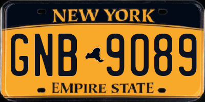 NY license plate GNB9089