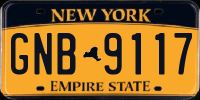 NY license plate GNB9117