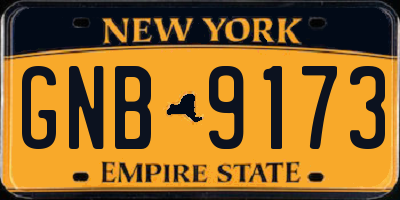 NY license plate GNB9173