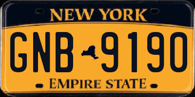 NY license plate GNB9190