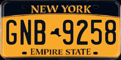 NY license plate GNB9258