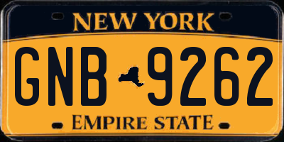 NY license plate GNB9262