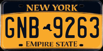 NY license plate GNB9263