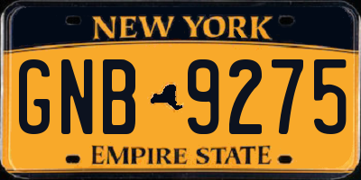 NY license plate GNB9275