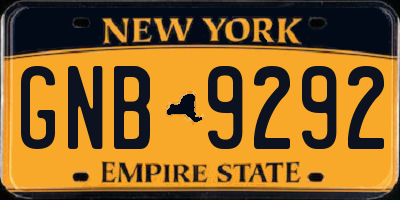 NY license plate GNB9292