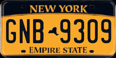 NY license plate GNB9309