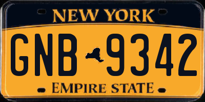 NY license plate GNB9342