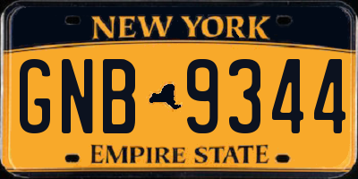 NY license plate GNB9344