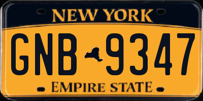 NY license plate GNB9347