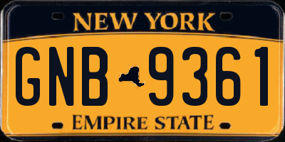 NY license plate GNB9361