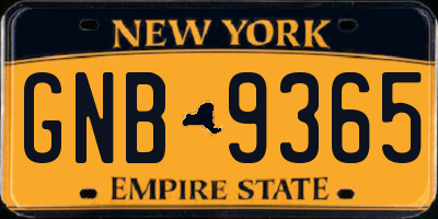 NY license plate GNB9365