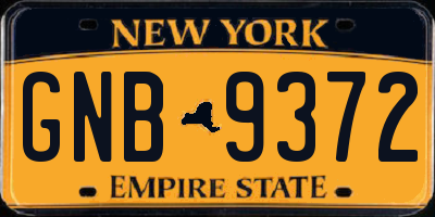 NY license plate GNB9372
