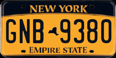 NY license plate GNB9380