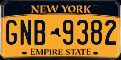 NY license plate GNB9382