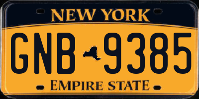NY license plate GNB9385