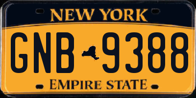 NY license plate GNB9388