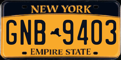 NY license plate GNB9403