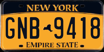 NY license plate GNB9418
