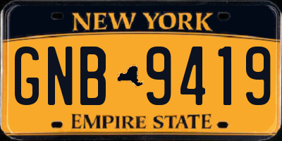 NY license plate GNB9419