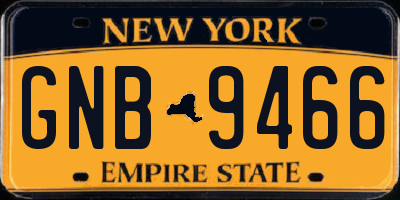 NY license plate GNB9466