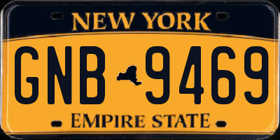 NY license plate GNB9469