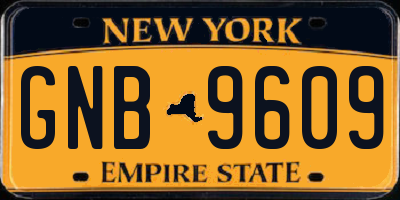 NY license plate GNB9609
