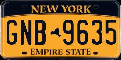 NY license plate GNB9635