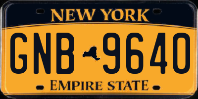 NY license plate GNB9640