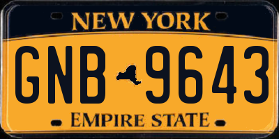 NY license plate GNB9643