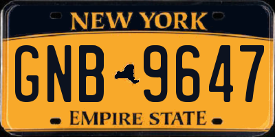 NY license plate GNB9647