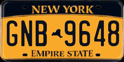 NY license plate GNB9648