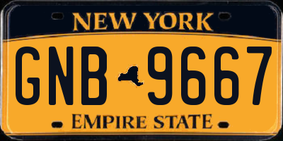 NY license plate GNB9667