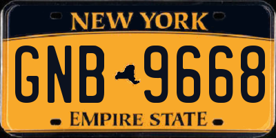 NY license plate GNB9668