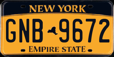 NY license plate GNB9672